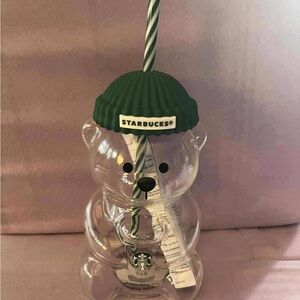 Starbucks Bear Cup with Green Lid and Straw